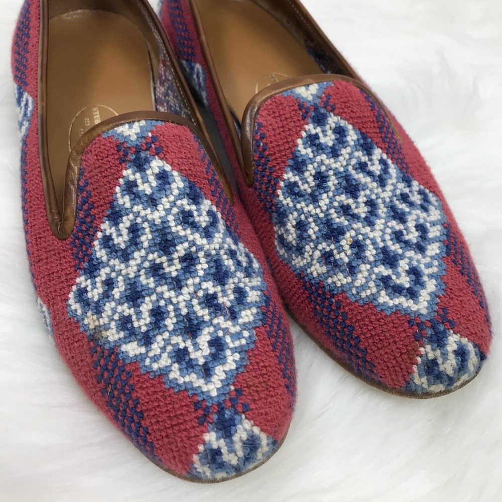 Stubbs & Wootton Woven Pattern Flat Loafers